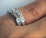 1.50ct Princess Cut Diamonds Set Engagement Ring Setting with Matching Wedding Band JEWELFORME BLUE