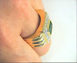 2.40ct Diamond Emerald Men's Mafia 18kt Yellow Gold Ring JEWELFORME BLUE