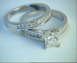2.80ct Princess Diamond Engagement Wedding Rings set Diamond 18kt White Gold JEWELFORME BLUE