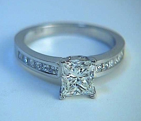 1.71ct E-VS1 GIA certified Princess Diamond Engagement Ring 18kt JEWELFORME BLUE