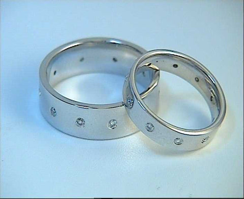 0.40ct Wedding Rings Matching Round Diamonds 14kt White Gold JEWELFORME BLUE