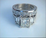 2.50ct F-SI2 Princess Cut Diamond Engagement & Wedding Ring Set GIA certified JEWELFORME BLUE