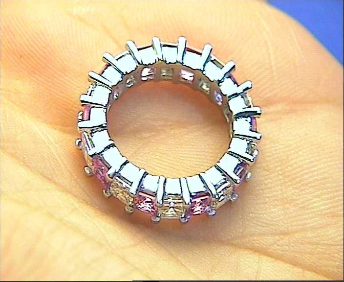 6.10ct Asscher Cut Diamond Pink Sapphire Eternity Ring 18kt White Gold JEWELFORME BLUE