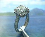2.72ct Art Deco Asscher Diamond Engagement Ring JEWELFORME BLUE Halo 18kt white Gold