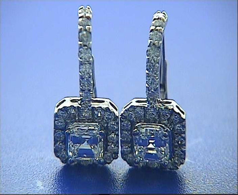 3.40ct Asscher Cut Diamond Earrings 18kt GIA certified JEWELFORME BLUE