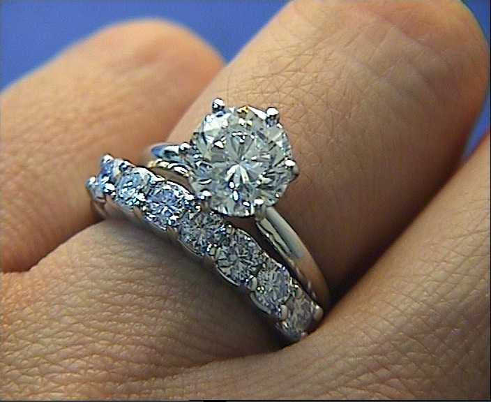 1.49ct E-IF Round Diamond Engagement & Wedding Ring 18kt White Gold JEWELFORME BLUE