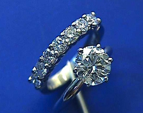 1.68ct E-IF Round Diamond Engagement & Wedding Ring 18kt White Gold JEWELFORME BLUE