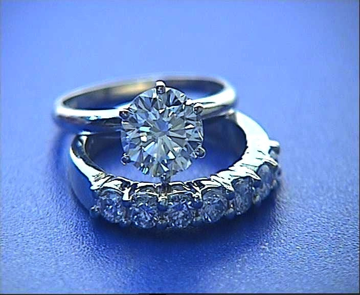 1.49ct Round Diamond Engagement & Wedding Ring 18kt White Gold JEWELFORME BLUE