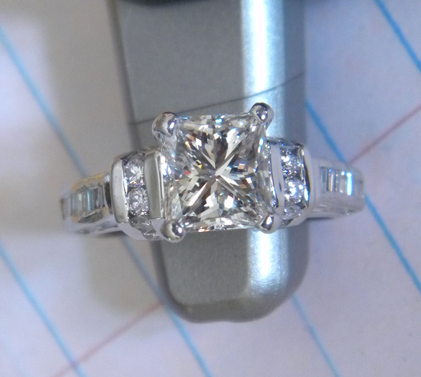 2.91ct Princess Cut Diamond Engagement Ring 18kt White JEWELFORME BLUE