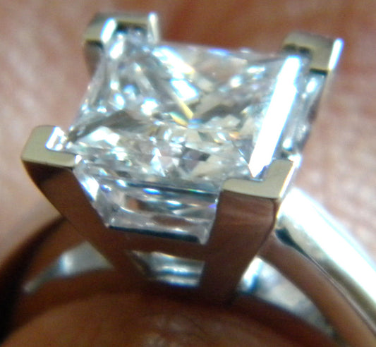 2.03ct G-SI1 Princess cut Diamond Engagement ring 18kt White Gold JEWELFORME-BLUE