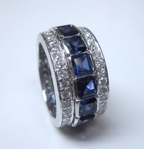 7.06ct Diamond Sapphire Eternity Wedding Ring Platinum JEWELFORME BLUE