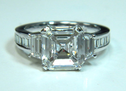 3.14ct H-VS1 Platinum Asscher Diamond Engagement Ring GIA certified JEWELFORME BLUE