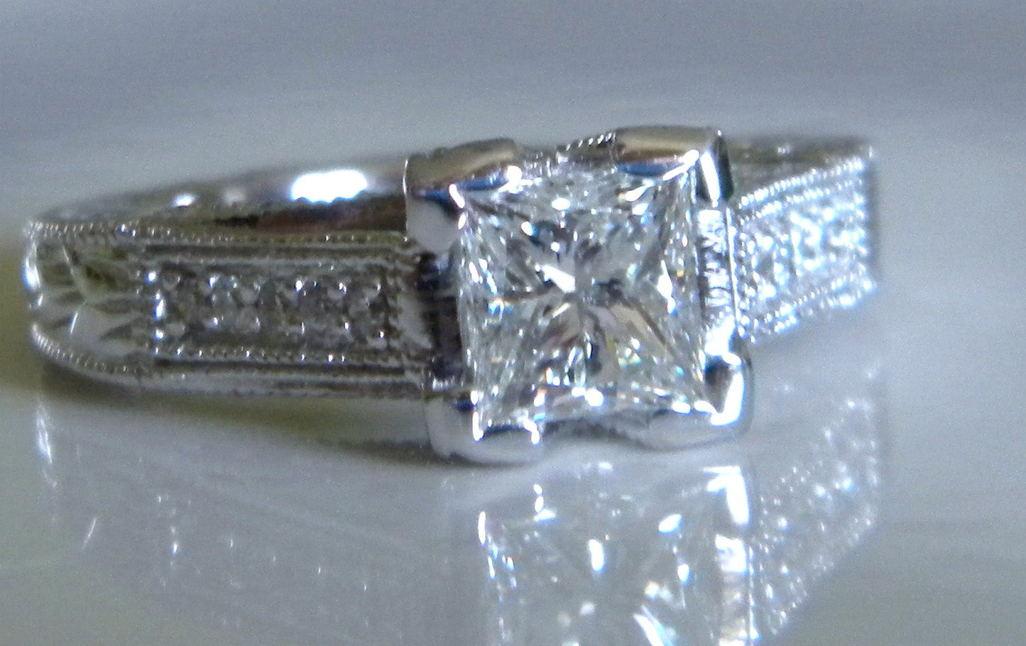 1.64ct G-VS1 GIA Diamond Engagement Ring Princess Diamond 18kt White Gold  Anniversary Bridal Birthday Jewelry