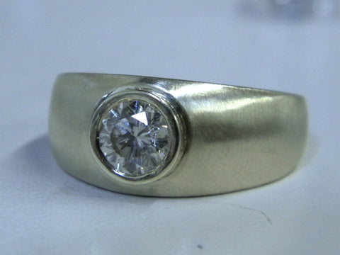1.34ct Mens Gypsy Round Diamond Ring GIA certified 18kt Birthday Wedding Gift JEWELFORME BLUE