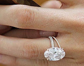 5.44ct Oval MOISSANITE Diamond Engagement Ring  Blake Lively JEWELFORME BLUE