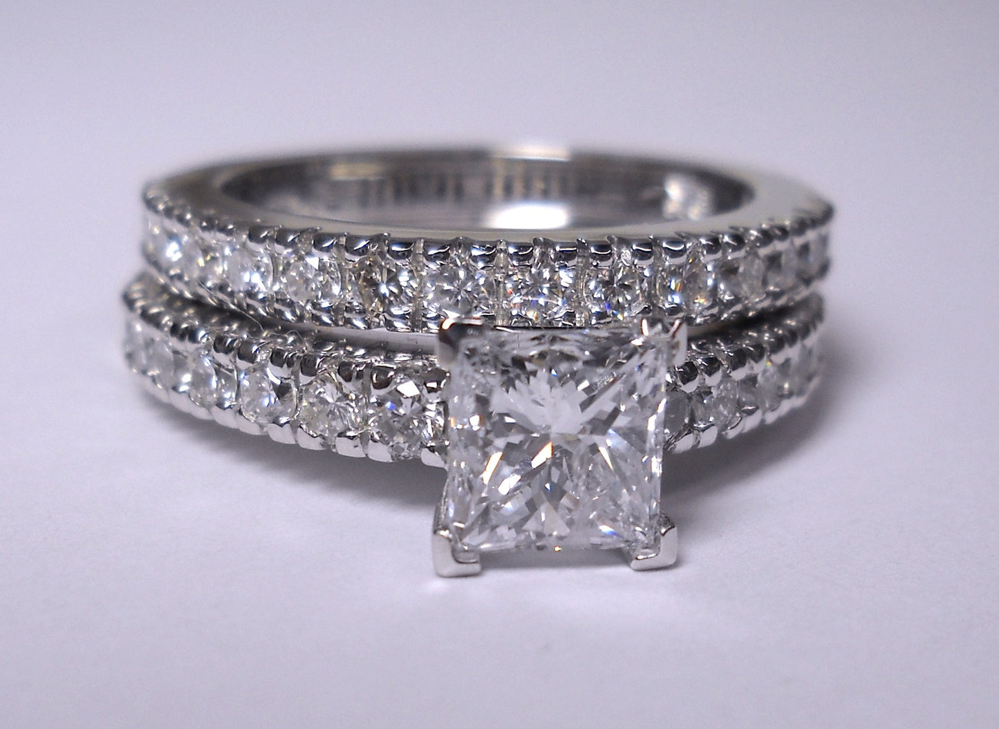 2.23ct Engagement Ring F-SI1 Princess Diamond Engagement Ring Wedding Band SET JEWELFORME BLUE GIA CERTIFIED