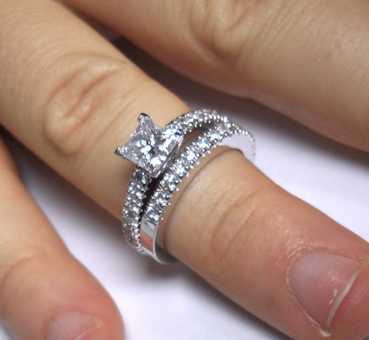 2.72ct Engagement Ring G-SI1 Princess Diamond Engagement Ring Wedding Band SET JEWELFORME BLUE GIA CERTIFIED