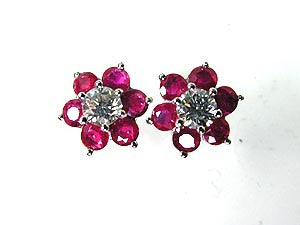 1.80ct Ruby and Diamond Earrings 18kt White JEWELFORME BLUE