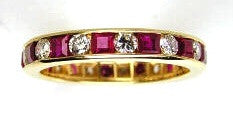 1.80ct Diamond Ruby Eternity Wedding Ring Band 18kt Yellow Gold JEWELFORME BLUE