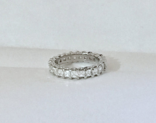 2.09ct Asscher Diamonds Eternity Wedding Ring Platinum JEWELFORME BLUE Stack ring