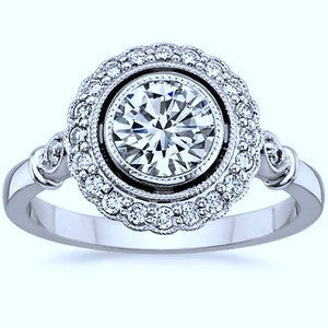 1.73ct H-VS2 Art Deco Round Diamond Engagement Ring GIA certified 18kt  JEWELFORME BLUE