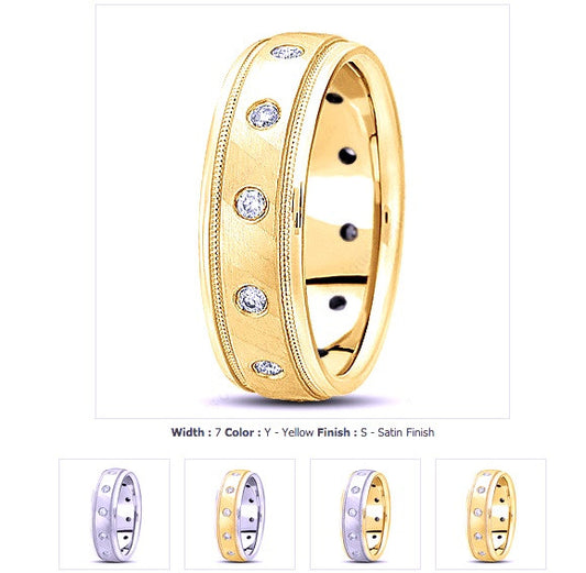 0.36ct Round Diamond Men's Wedding Ring 14kt White yellow  Gold JEWELFORME BLUE WB1130