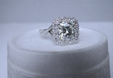 5.40ct Moissanite & Diamond Engagement Ring Cushion  JEWELFORME BLUE
