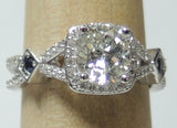 1.41ct Cushion Diamond and Sapphires Engagement ring JEWELFORME BLUE