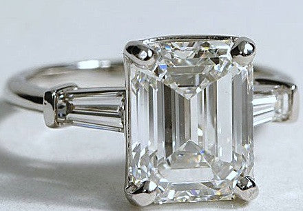 GIA 3.28ct I-VVS2 Emerald Diamond Engagement Ring Platinum JEWELFORME BLUE