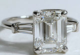3.28ct I-VVS2 Emerald Diamond Engagement Ring Platinum JEWELFORME BLUE GIA certified