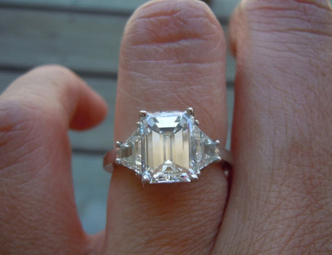 3.91ct Emerald Diamond Engagement Ring  I-VS1 Platinum JEWELFORME BLUE  GIA certified