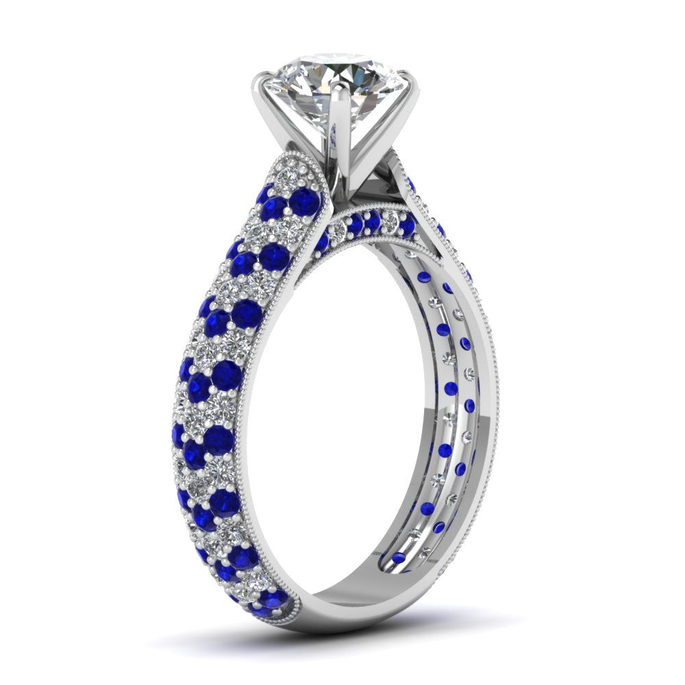 2.68ct Round Diamond and Sapphire Engagement Ring 18kt  JEWELFORME BLUE GIA certified