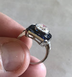 3.85ct Round Moissanite Diamond Engagement Ring Art Deco GIA certified F-VS JEWELFORME BLUE