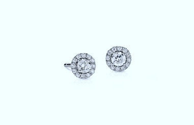 3.31ct J-SI1 Diamond Earrings studs 14kt white Gold JEWELFORME BLUE 900,000 GIA certified diamonds