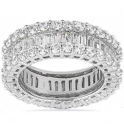 4.25ct Baguettes and Round Diamonds Eternity Wedding Ring Band Anniversary JEWELFORME BLUE