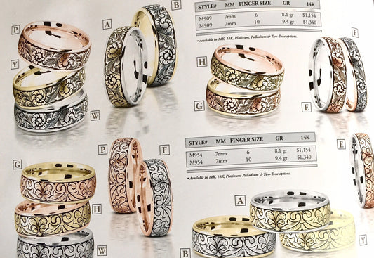 Floral Wedding Ring-Band 14kt & 18kt Pink Gold JEWELFORME BLUE M909