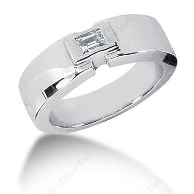 0.30ct Emerald Diamond Men's Wedding Ring 14kt White Gold Gift JEWELFORME BLUE