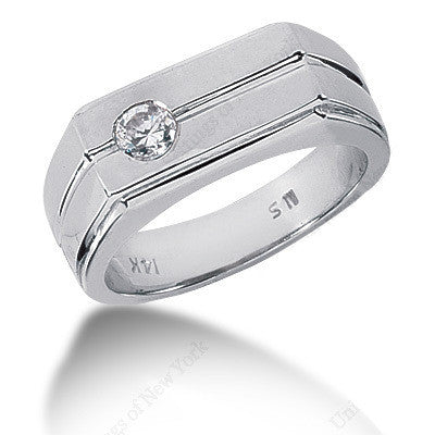 0.52ct Round Diamond Men's Solitaire Wedding Ring 14kt White Gold GIA certified JEWELFORME BLUE