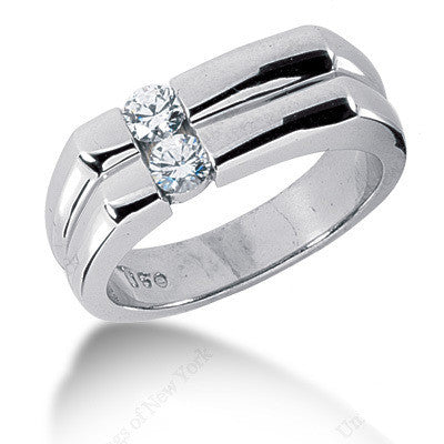 0.20ct Round Diamond Men's Wedding Ring 14kt White Gold  JEWELFORME BLUE