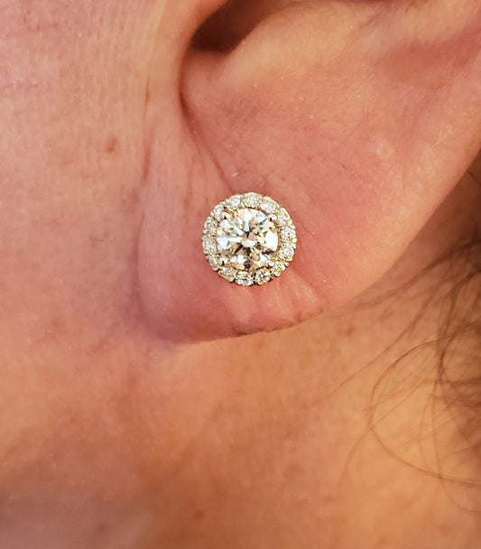18kt Round diamonds 2.00ct G VS Round Cut Diamond Studs Earrings Martini Halo JEWELFORME BLUE 900,000  certified diamonds