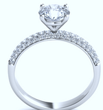 1.42ct H-SI2 Platinum Round Diamond Engagement Ring GIA JEWELFORME BLUE Pave diamond Blake Lively