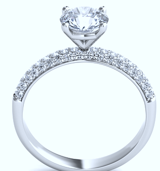 1.43ct E-SI1 Platinum Round Diamond Engagement Ring GIA JEWELFORME BLUE Pave diamond Blake Lively
