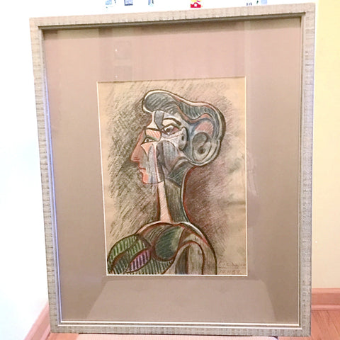 Picasso "Grand Profile" 1958 Pastel on Paper 2.6 Mil JEWELFORME BLUE Original Painting