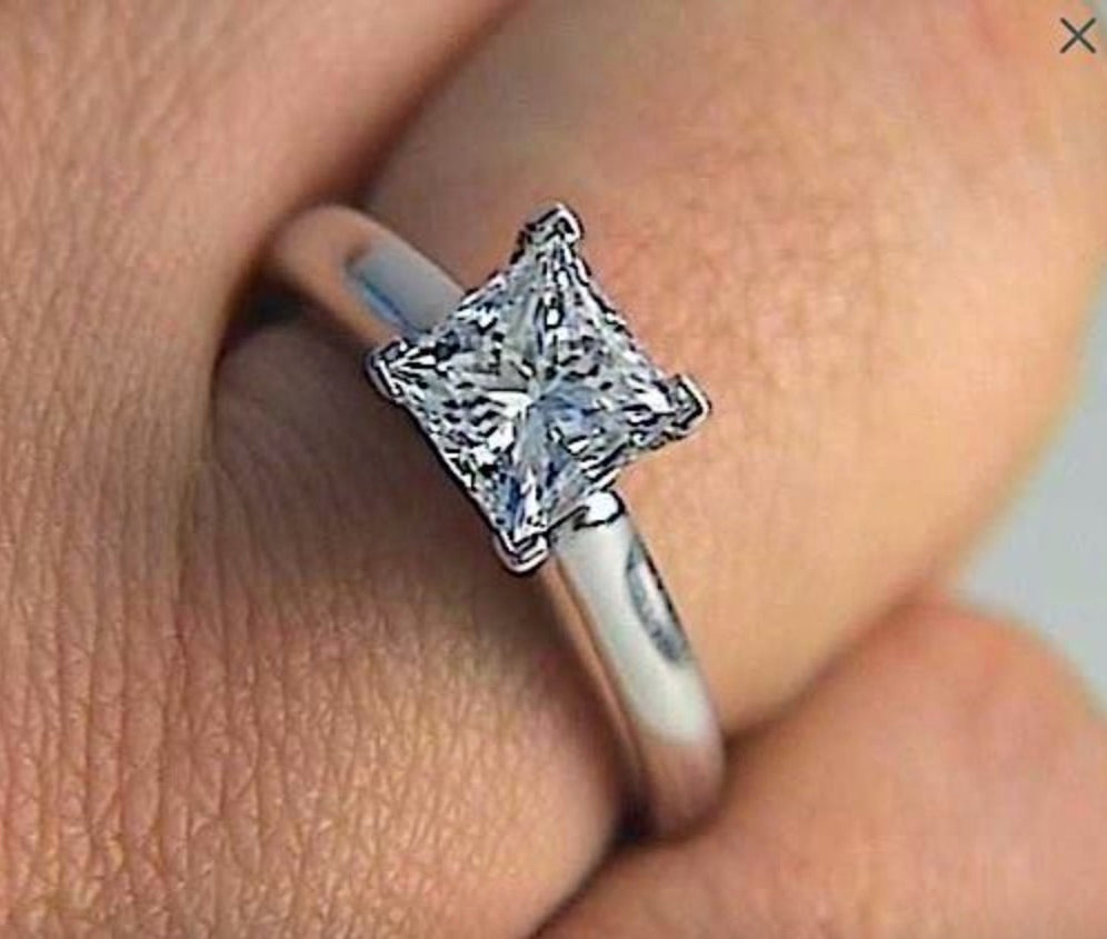 GIA certified 1.70ct I VS1 Princess cut Diamond Engagement ring 18kt JEWELFORME BLUE