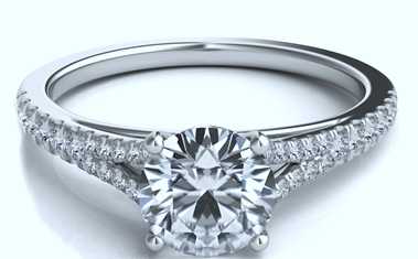 1.85ct G-SI1 Platinum Round Diamond Engagement Ring JEWELFORME BLUE Split diamond Cathedral