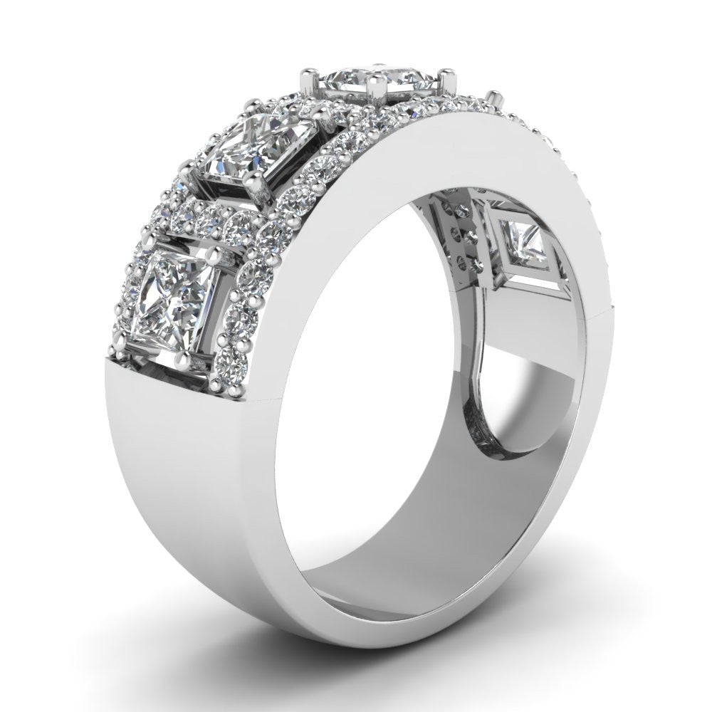 1.00ct Princess Diamond wedding Band-Ring 18K White Gold JEWELFORME BLUE