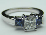 2.62ct F-VS1 Princess Diamond and Sapphire Engagement Ring 18kt White Gold JEWELFORME BLUE GIA certified