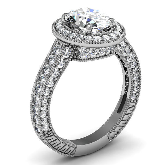 2.18ct Oval Diamond Engagement Ring 18kt White Gold JEWELFORME BLUE Halo Engagement Ring