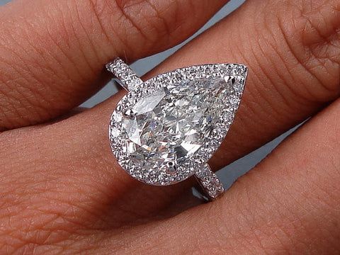 3.70ct Pear Shape Moissanite Diamond Engagement Ring 18kt White Gold JEWELFORME BLUE