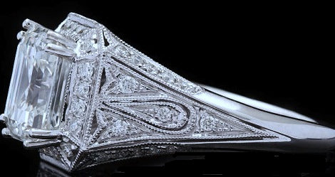3.01ct Art Deco Asscher F-VS1 Diamond Engagement Ring 2.51ct GIA EGL certified 18kt JEWELFORME BLUE